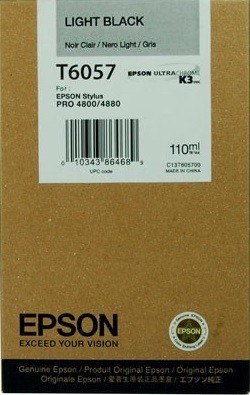 Картридж струйный Epson оригинальный T6057/ C13T605700 (light black) оригинальный для Stylus Pro 4800/ 4880, светло-чёрный, 110ml Картридж струйный Epson оригинальный T6057/ C13T605700 (light black) оригинальный для Stylus Pro 4800/ 4880, светло-чёрный, 110ml