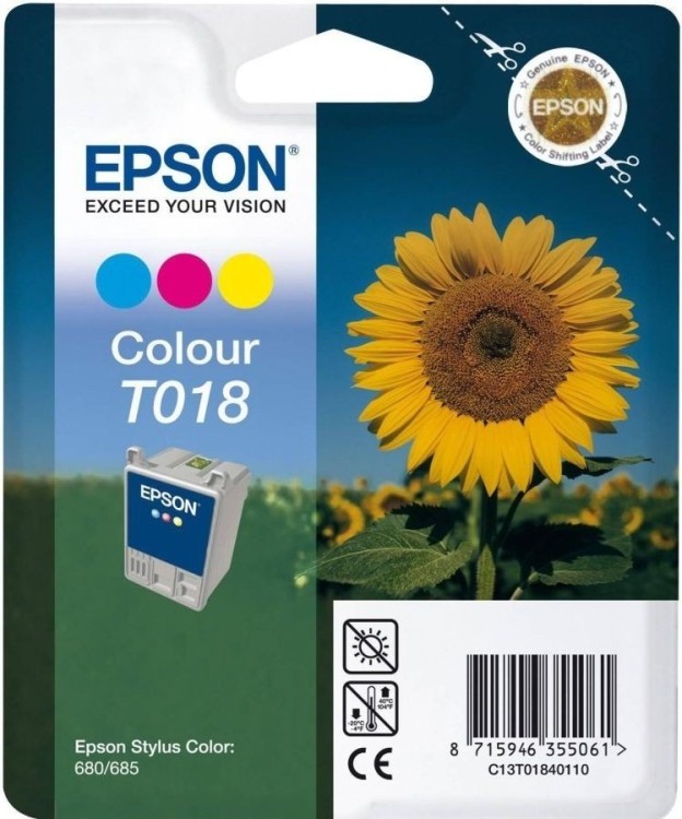 Картридж струйный Epson оригинальный C13T01840110 T018 цветной 300 копий