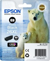 Картридж струйный Epson оригинальный C13T26314010 / C13T26314012 26XL для Expression Premium XP-600/ 605/ 700, черный фото (cons ink)