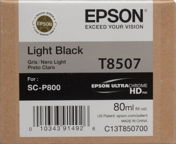 Картридж струйный Epson оригинальный C13T850700 T8507 для SC-P800 Light Black, 80 мл. (cons ink)