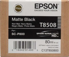 Картридж струйный Epson оригинальный C13T850800 T8502 для SC-P800 чёрный матовый, 80 мл. (cons ink)