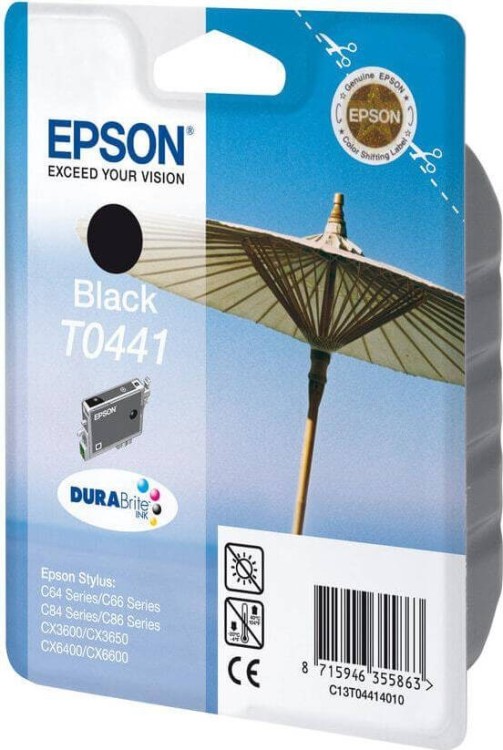 Картридж струйный Epson оригинальный T0441/ C13T04414010 (black) оригинальный для Stylus C84/ C86/ CX6400/ CX6600, чёрный