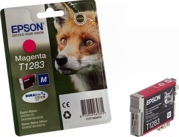 Картридж струйный Epson оригинальный C13T12834011 / C13T12834010 T1283 пурпурный, M (cons ink) Картридж струйный Epson оригинальный C13T12834011 / C13T12834010 T1283 пурпурный, M (cons ink)