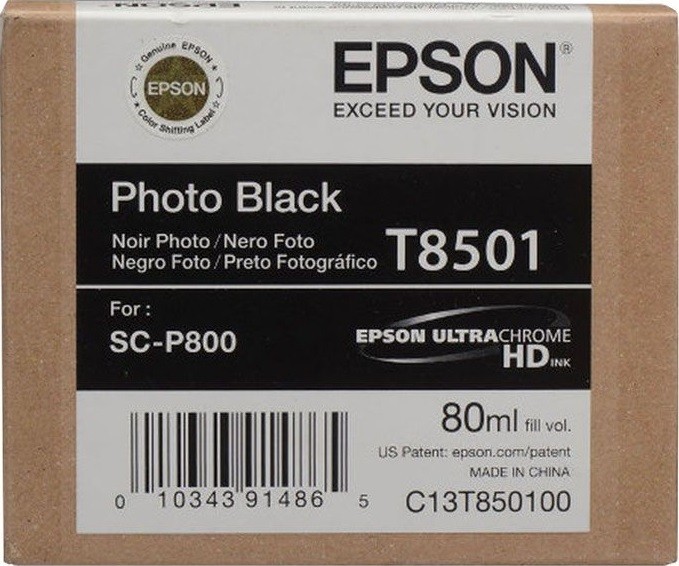 Картридж струйный Epson оригинальный C13T850100 T8501 для SC-P800 черный глянцевый, photo black, 80 мл. (cons ink) Картридж струйный Epson оригинальный C13T850100 T8501 для SC-P800 черный глянцевый, photo black, 80 мл. (cons ink)