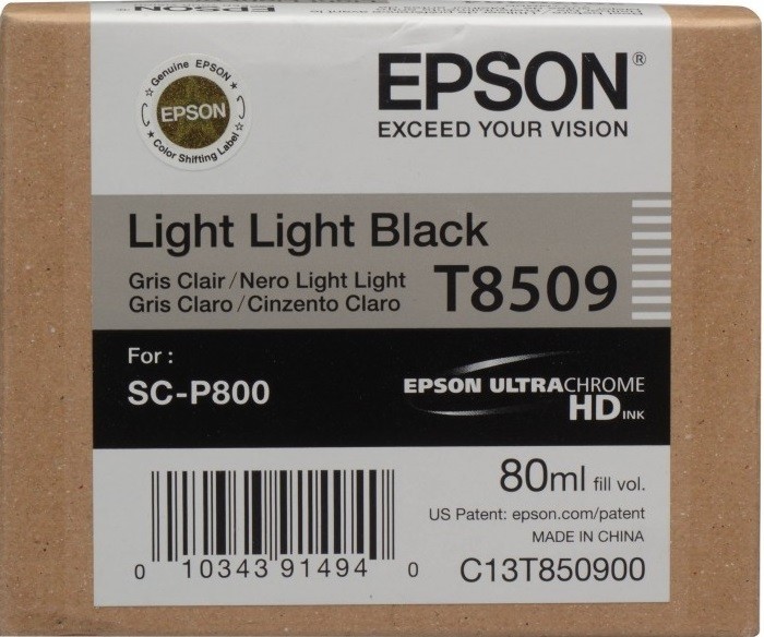 Картридж струйный Epson оригинальный C13T850900 T8509 для SC-P800 Light Light Black, 80 мл. (cons ink)