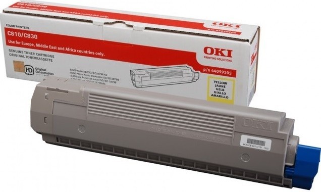 Картридж OKI (44059117/44059105) оригинальный для принтеров C810/ C830/ MC860, жёлтый, 8000 стр.