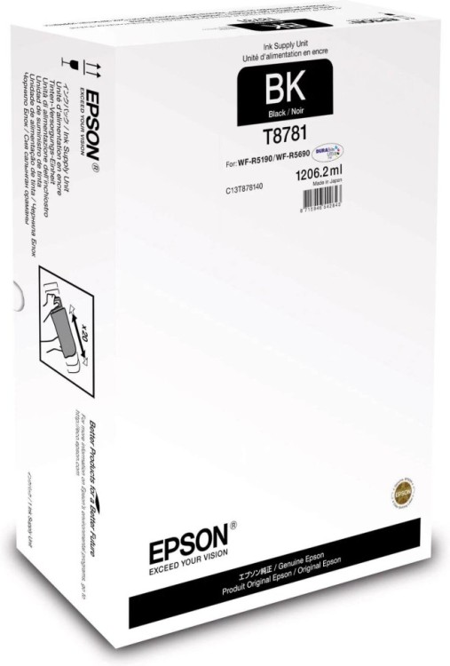 Картридж струйный Epson оригинальный C13T878140 (T8781 Black) XXL для WF-R5190DTW/ R5690DTWF, чёрный, 1206,2 мл, 75000 стр.