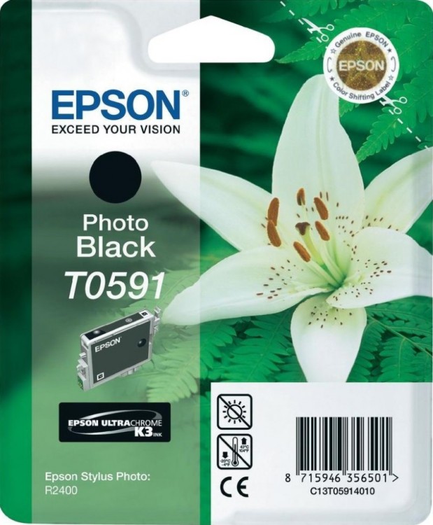 Картридж струйный Epson оригинальный C13T05914010 T0591 для R2400, Black, (cons ink)