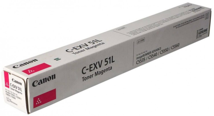 Тонер-картридж оригинальный Canon C-EXV51L 0486C002 для принтеров iR ADV C5535/ iR ADV C5535i/ iR ADV C5540i/ iR ADV C5550i/ iR ADV C5560i, Magenta (26 000 стр.)