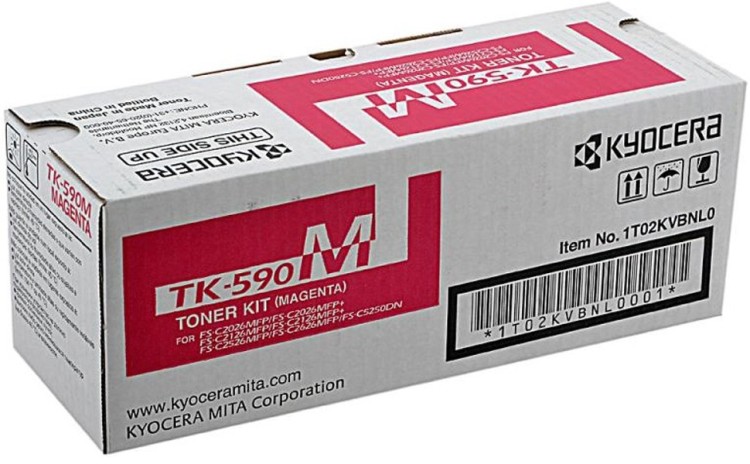 Картридж Kyocera TK-590M (1T02KVBNL0) оригинальный для принтеров FS-C2026MFP/ FS-C2126MFP/ FS-C2526MFP/ FS-C2626MFP/ FS-C5250DN/ Ecosys M6026/ P6026CDN/ P6526CDN magenta, 5000 страниц