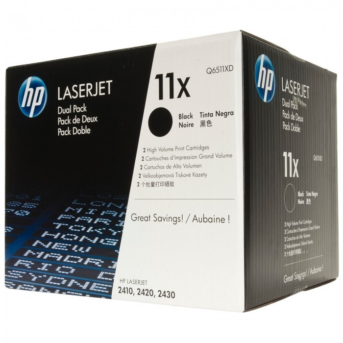 Картридж HP Q6511XD (11X) оригинальный для принтеров LaserJet 2400/ 2410/ 2420/ 2420d/ 2420n/ 2420dn/ 2430/ 2430n/ 2430t/ 2430tn/ 2430dtn black, двойная упаковка 2*12000 страниц