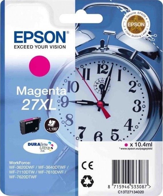 Картридж струйный Epson оригинальный C13T27134020 Singlepack Magenta 27XL DURABrite Ultra Ink for WF7110/7610/7620 (cons ink) Картридж струйный Epson оригинальный C13T27134020 Singlepack Magenta 27XL DURABrite Ultra Ink for WF7110/7610/7620 (cons ink)