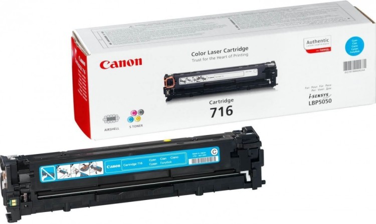 Тонер-картридж Canon 716C для принтеров i-Sensys LBP-5050, MF-8030CN, MF-8050CN, голубой, 1500 стр.