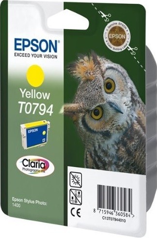 Картридж струйный Epson оригинальный C13T07944010 желтый { Stylus Photo 1500W,A3} Картридж струйный Epson оригинальный C13T07944010 желтый { Stylus Photo 1500W,A3}