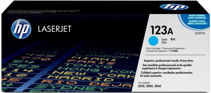 Картридж HP Q3971A (123A) оригинальный для принтеров Color LaserJet 2550/ 2820/ 2840 cyan, 2000 страниц