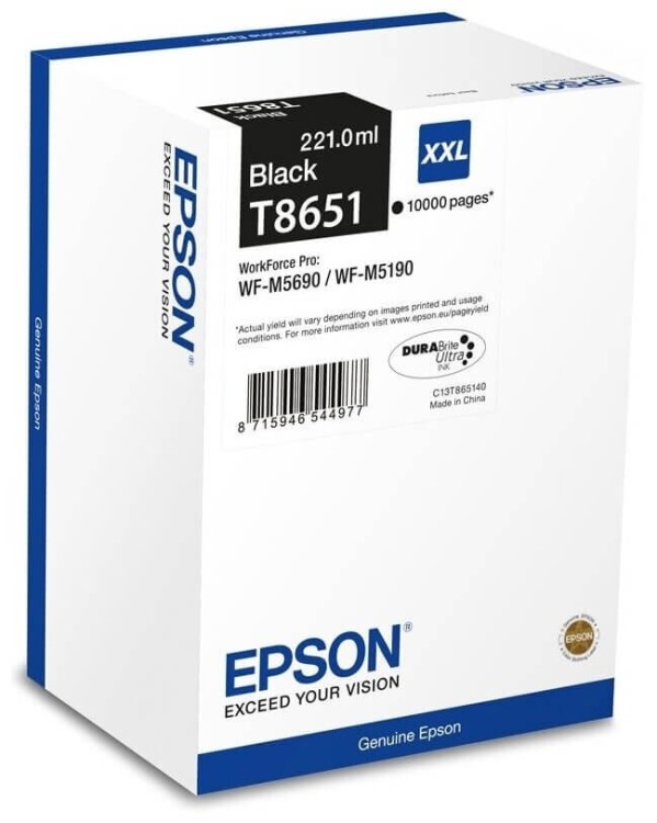 Картридж струйный Epson оригинальный C13T865140 XXL оригинальный для принтера Epson WF-M5190DW/ WF-M5690DWF (bus), black, 10k Картридж струйный Epson оригинальный C13T865140 XXL оригинальный для принтера Epson WF-M5190DW/ WF-M5690DWF (bus), black, 10k