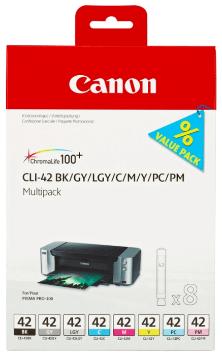 Набор картриджей струйных Canon CLI-42 BK/  C/  M/ Y/  PM/  PC/  GY/  LGY для принтеров PIXMA PRO-100, 13  мл