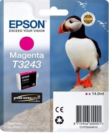 Картридж струйный Epson оригинальный C13T32434010 T3243 пурпурный для SC-P400 (cons ink)