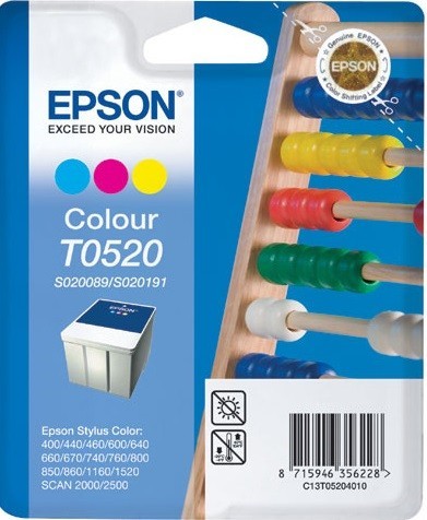 Картридж струйный Epson оригинальный C13T05204010 (T0520) для Stylus Color 4хх/6хх/740/760/860/1160, цветной, (cons ink)