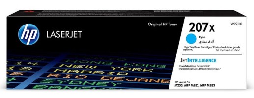 Картридж HP W2211X (207X) оригинальный для принтеров Color Laser Jet M255/ MFP M282/ M283, cyan, 2450 страниц