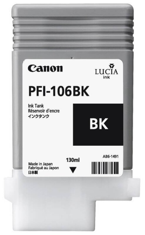Картридж струйный Canon PFI-106BK для принтеров iPF6300S/ 6400/ 6450, 130 мл Картридж струйный Canon PFI-106BK для принтеров iPF6300S/ 6400/ 6450, 130 мл