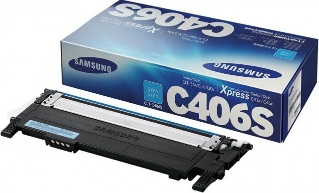 Картридж Samsung CLT-C406S (ST986A) оригинальный для принтера Samsung CLP-360/ CLP-365, CLX-3300/ CLX-3305, C410/ C460, голубой,(1000 стр.)