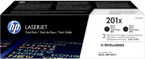 Картридж HP CF400XD (201X) оригинальный для принтеров Color LaserJet Pro M252/ M252dw/ M252n/ M274/ M274n/ M277/ M277dw/ M277n, чёрный, двойная упаковка 2*2800 страниц