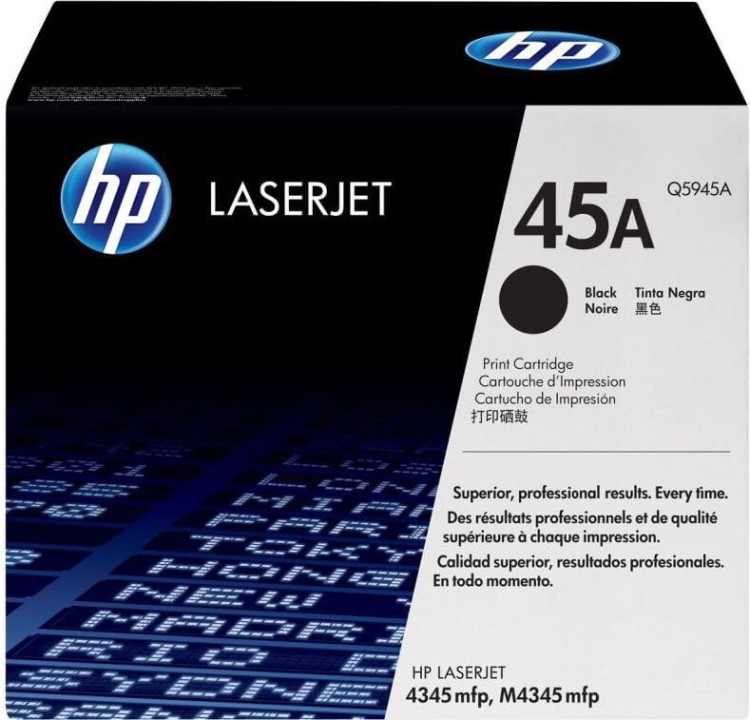 Картридж HP Q5945A (45A) оригинальный для принтеров LaserJet 4345mfp/ 4345s/ 4345x/ 4345xs/ 4345xm/ 4345dtn/ 4345dtnsl/ 4345dtnxm black, 18000 страниц