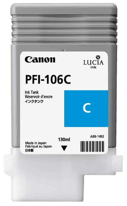 Картридж струйный Canon PFI-106 C для принтеров iPF6300S/ 6400/ 6450, 130 мл Картридж струйный Canon PFI-106 C для принтеров iPF6300S/ 6400/ 6450, 130 мл