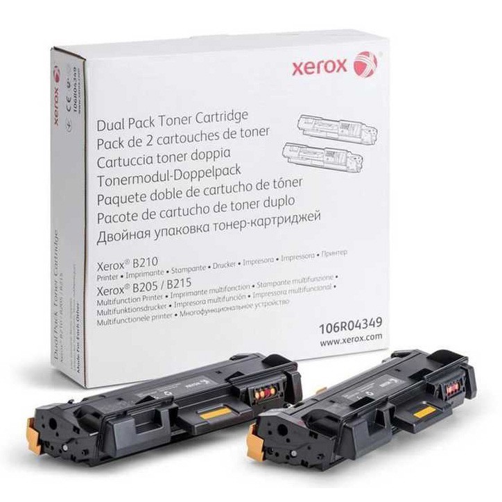 Картридж Xerox 106R04349 оригинальный для Xerox B205/ B205V/  B210/  B210V/  B215/ B215V black, увеличенный, (2 шт х 3000 страниц)