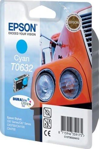 Картридж струйный Epson оригинальный C13T06324A10 T0632 для C67/ 87/ CX3700/ 4100/ 4700, Cyan, (cons ink)