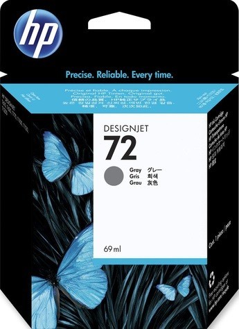 Картридж HP №72 (C9401A) оригинальный для принтера HP DesignJet T610/ T620/ T770/ T790/ T795/ T1100/ T1120/ T1200/ T1300/ T2300, серый 69ml