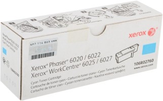 Картридж Xerox 106R02760 оригинальный для Xerox Phaser 6020/ 6022, WorkCentre 6025/ 6027, cyan, (1000 страниц)