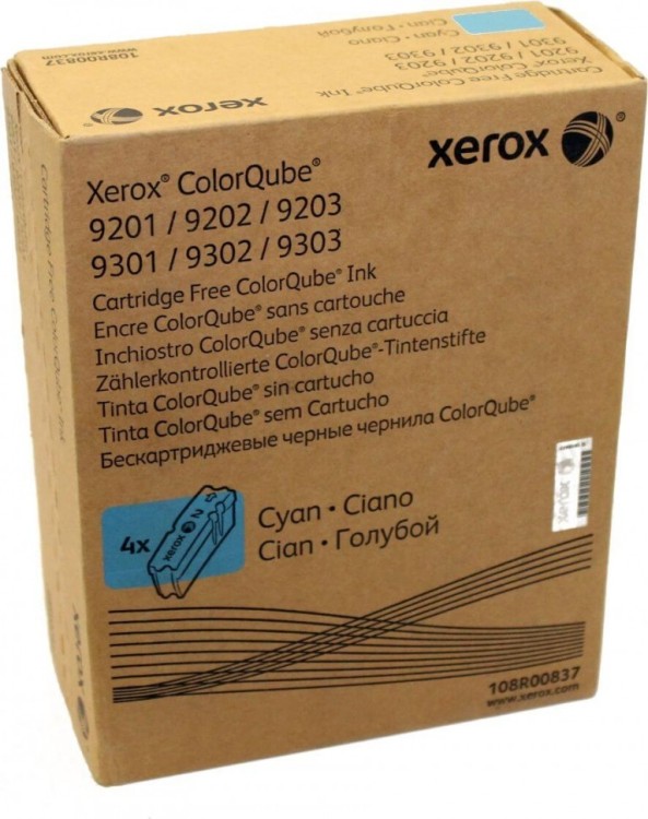 Чернила твердые Xerox 108R00837 оригинальные для Xerox ColorQube 9201/ 9202/ 9203/ 9301/ 9302/ 9303, cyan,  4*9250 стр.