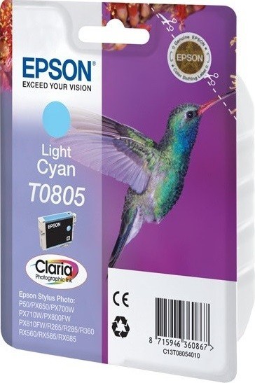 Картридж струйный Epson оригинальный C13T08054011 / C13T08054010 T0805 светло-голубой, стандартной емкости P50/PX660 (cons ink)