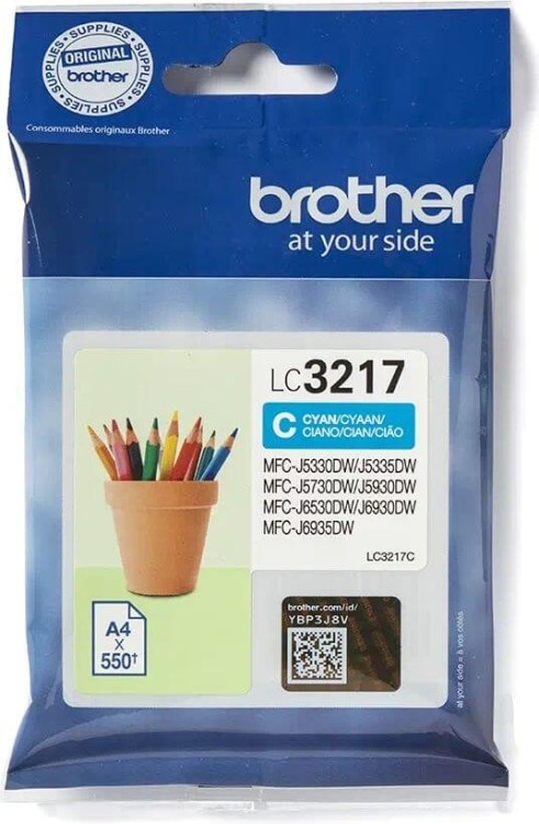 Картридж струйный Brother LC-3217C (LC3217C) оригинальный для принтеров MFC-J5330DW/ J5335DW/ J5730DW/ J5930DW/ J6530DW/ J6930DW/ J6935DW, голубой, 550 стр.