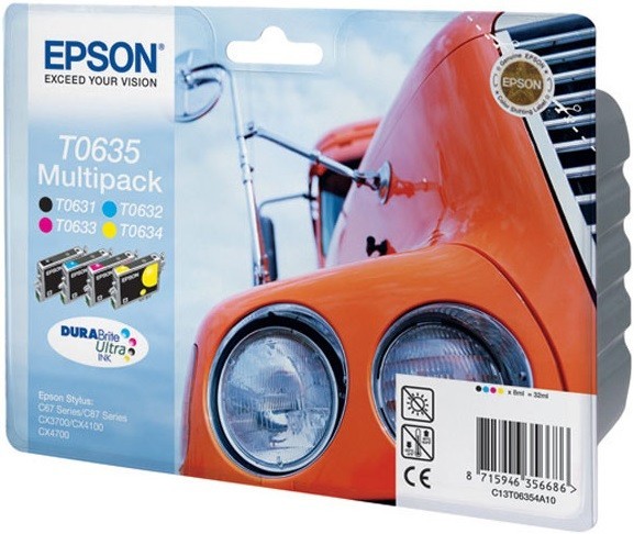 Набор картриджей Epson оригинальный C13T06354A10 для St C67/87 (черный, пурпурный, синий, желтый) (cons ink)