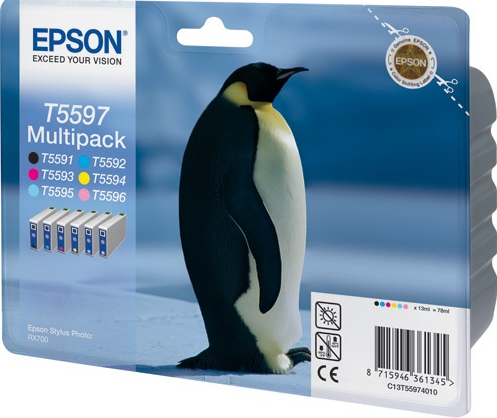 Картридж струйный Epson оригинальный C13T55974010 для Stylus Photo RX700 шесть цветов (Bk,C,M,Y,LC,LM) (cons ink) Картридж струйный Epson оригинальный C13T55974010 для Stylus Photo RX700 шесть цветов (Bk,C,M,Y,LC,LM) (cons ink)