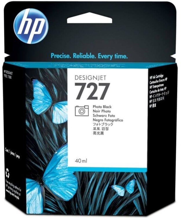 Картридж HP №727 (B3P17A) оригинальный для HP DesignJet T1500/ T1530/ T2500/ T2530/ T3500/ T920/ T930, чёрный фото, 40мл