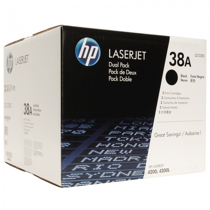 Картридж HP Q1338D (38A) оригинальный для принтеров LJ4200 2-pack black, 2 x 12000 страниц Картридж HP Q1338D (38A) оригинальный для принтеров LJ4200 2-pack black, 2 x 12000 страниц