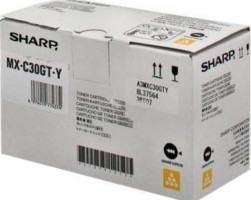 Картридж Sharp (MX-C30GT-Y/ MXC30GTY) оригинальный для Sharp MX-C300WR/ MX-C301/ MX-C300W, жёлтый, 6000 стр.