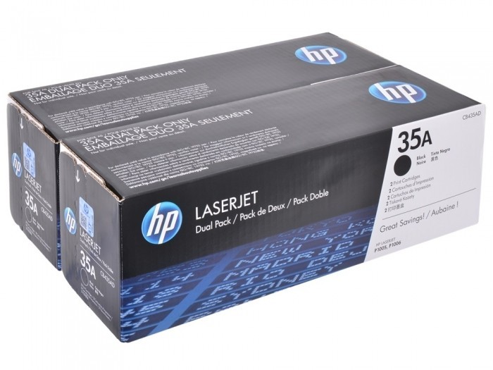 Картридж HP CB435AD/ CB435AF (35A) оригинальный для принтеров LaserJet P1002/ P1003/ P1004/ P1005/ P1006/ P1007/ P1008/ P1009, чёрный, двойная упаковка 2*1500 страниц