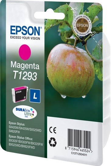 Картридж струйный Epson оригинальный C13T12934011 / C13T12934012 / C13T12934010 для SX420W, SX425W, SX525WD, SX620FW, BX305F, BX305FW, BX320FW, BX525WD, BX625FWD, пурпурный, L (cons ink)