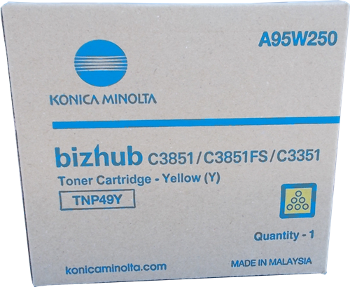 Картридж Konica-Minolta TNP-49Y (A95W250) оригинальный для принтеров bizhub C3351/ C3851/ C3851FS, желтый, 12000 стр.
