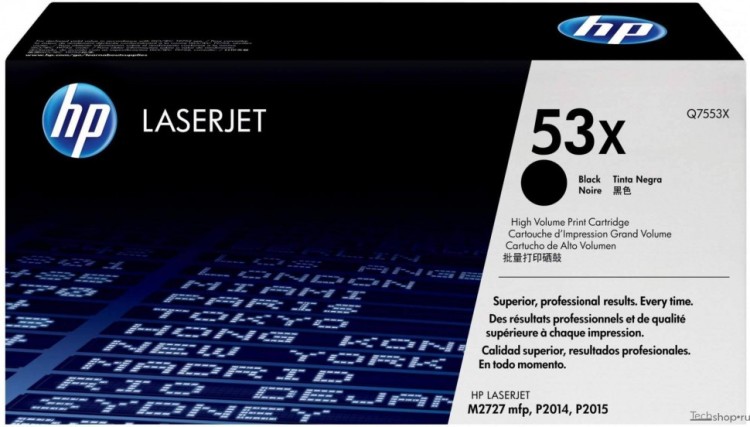 Картридж HP Q7553X (53X) оригинальный для принтеров LaserJet P2011/ P2012/ P2013/ P2014/ P2015/ M2727 black, 7000 страниц