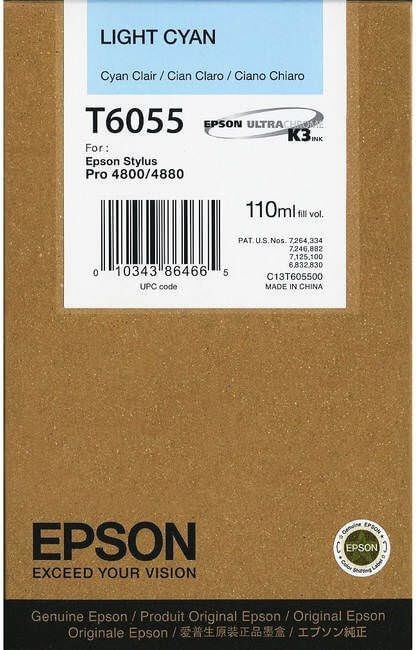 Картридж струйный Epson оригинальный T6055/ C13T605500 (light cyan) оригинальный для Stylus Pro 4800/ 4880, светло-голубой, 110ml