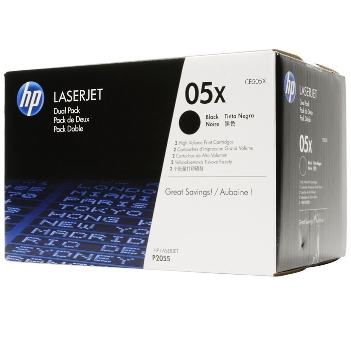 Картридж HP CE505XD (05X) оригинальный для принтеров LaserJet P2053/ P2054/ P2055/ P2056/ P2057 black, двойная упаковка 2*6500 страниц