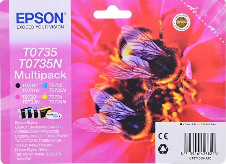 Набор картриджей струйных Epson оригинальный C13T10554A10 / C13T07354A/A10 для C79/CX3900/CX4900/CX5900 (4 цвета BL,C,M,Y) (cons ink)