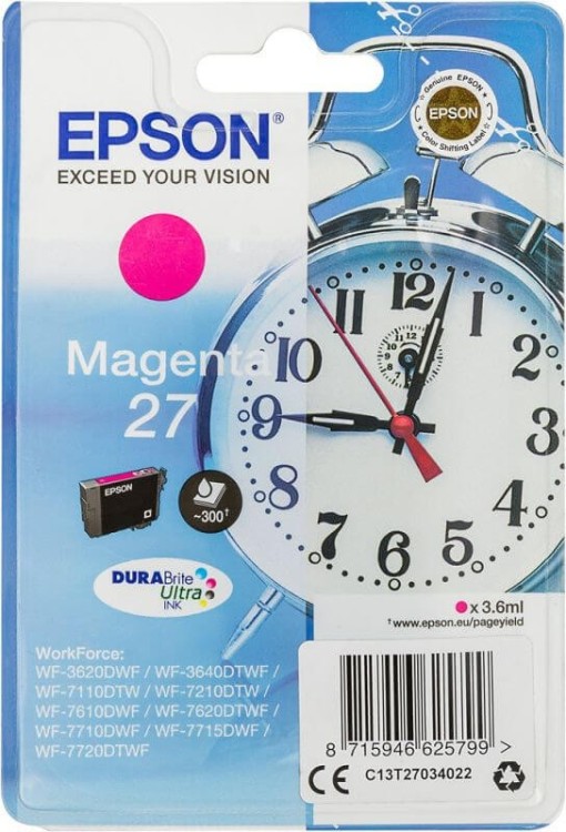 Картридж струйный Epson оригинальный C13T27034022 / C13T27034020 DURABrite Ultra Ink для WF7110/ 7610/ 7620, пурпурный (cons ink)