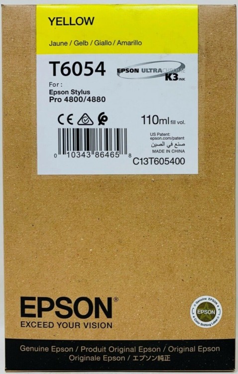 Картридж струйный Epson оригинальный T6054/ C13T605400 (yellow) оригинальный для Stylus Pro 4800/ 4880, жёлтый, 110ml